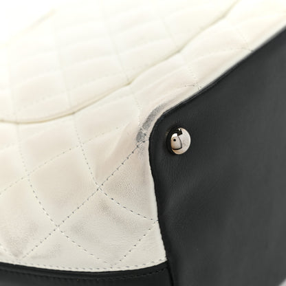 Chanel Calfskin Quilted Medium Cambon Tote White Black 10 of 20