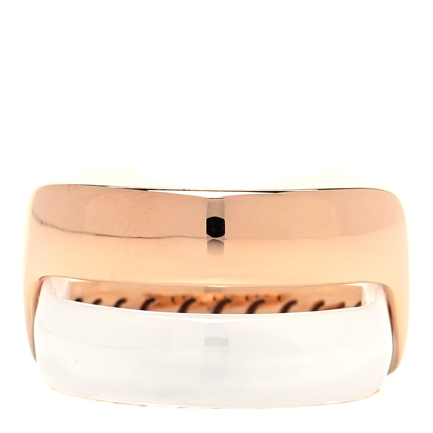 Damiani 18K Pink Gold White Ceramic Diamond Abbracio Ring 49 5 3 of 5