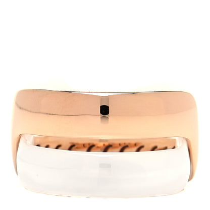 Damiani 18K Pink Gold White Ceramic Diamond Abbracio Ring 49 5 3 of 5