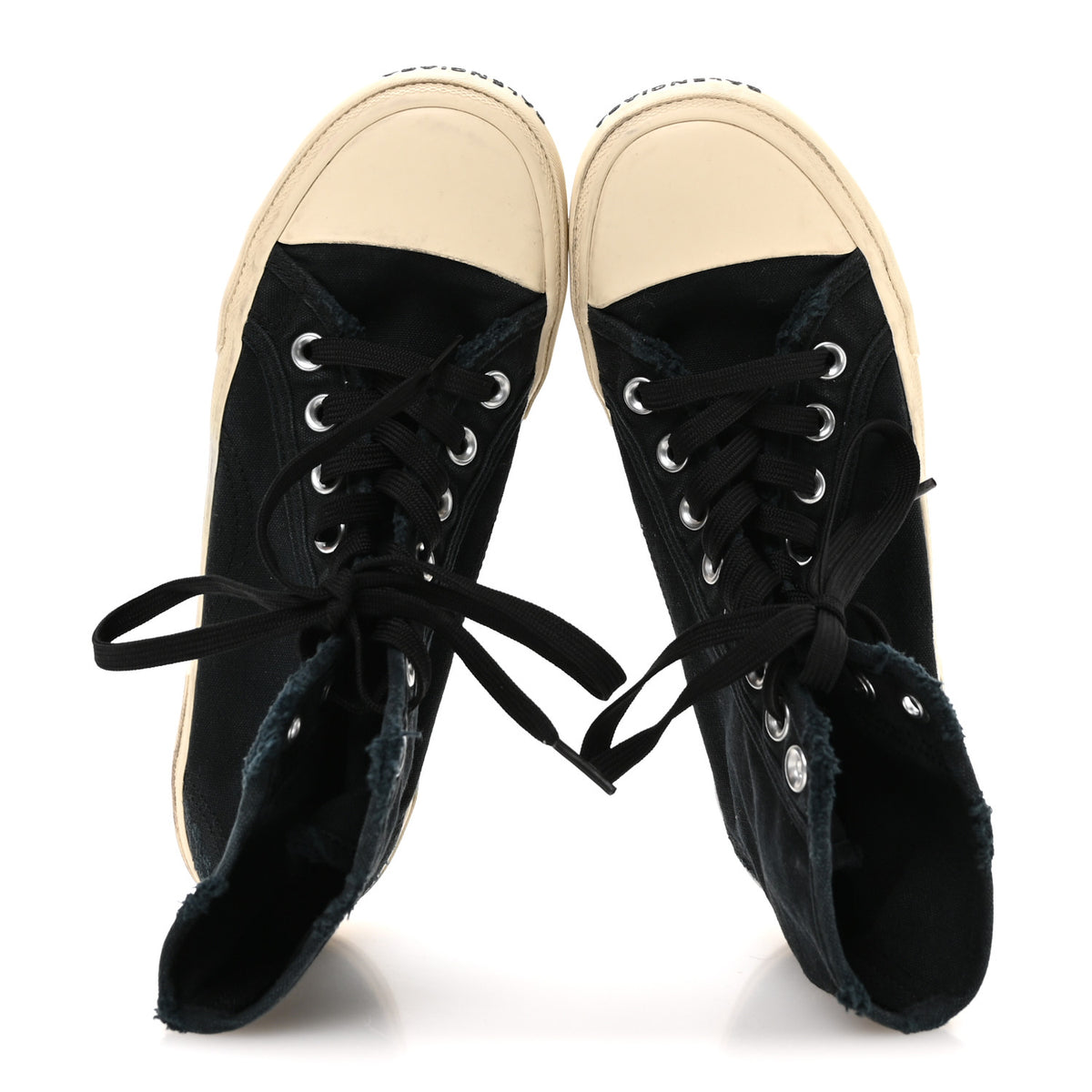 Balenciaga Canvas Distressed Womens Paris High Top Sneakers 38 Black 2 of 7
