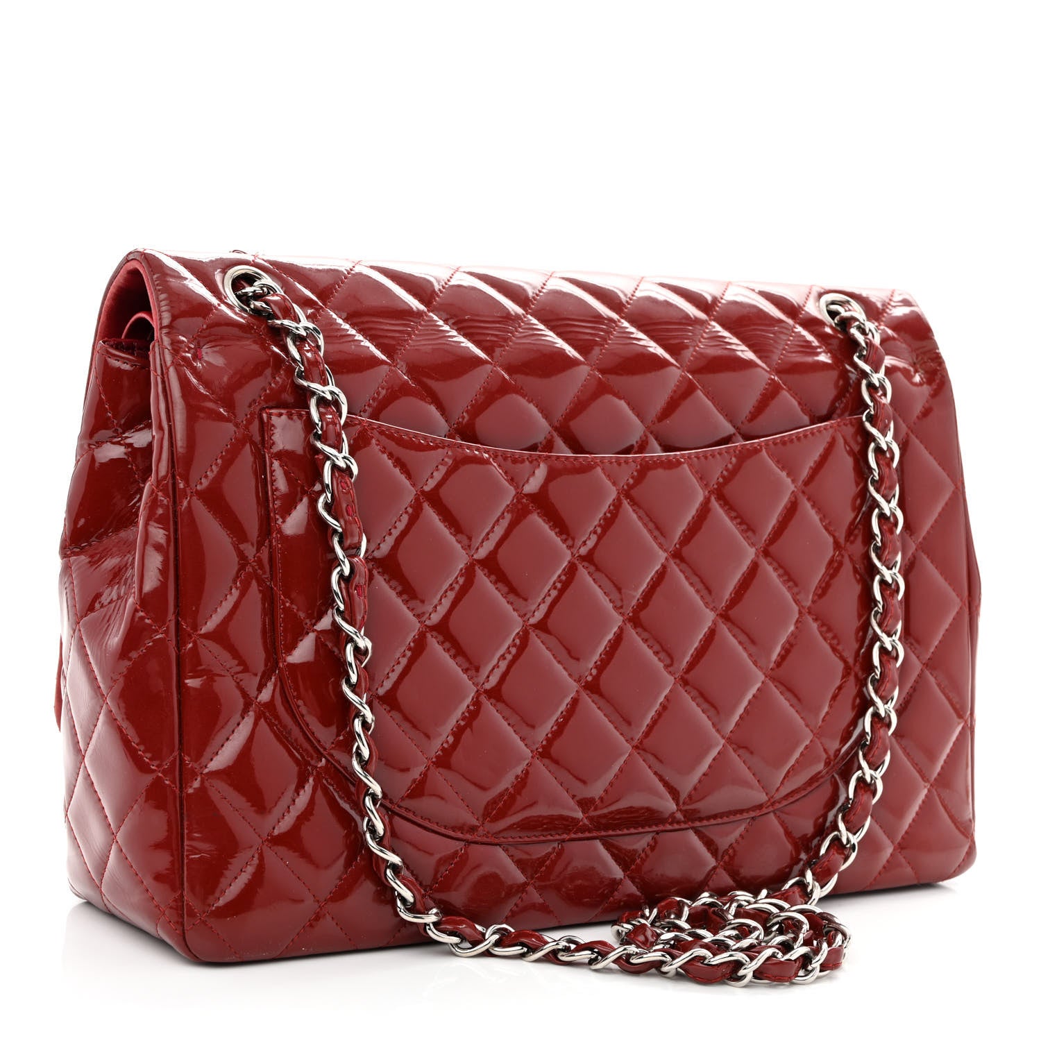 Chanel Patent Quilted Maxi Double Flap Red 2 of 16