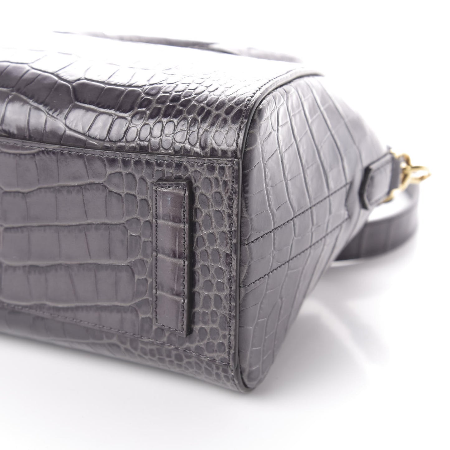 Calfskin Crocodile Embossed Mini Antigona Storm Grey