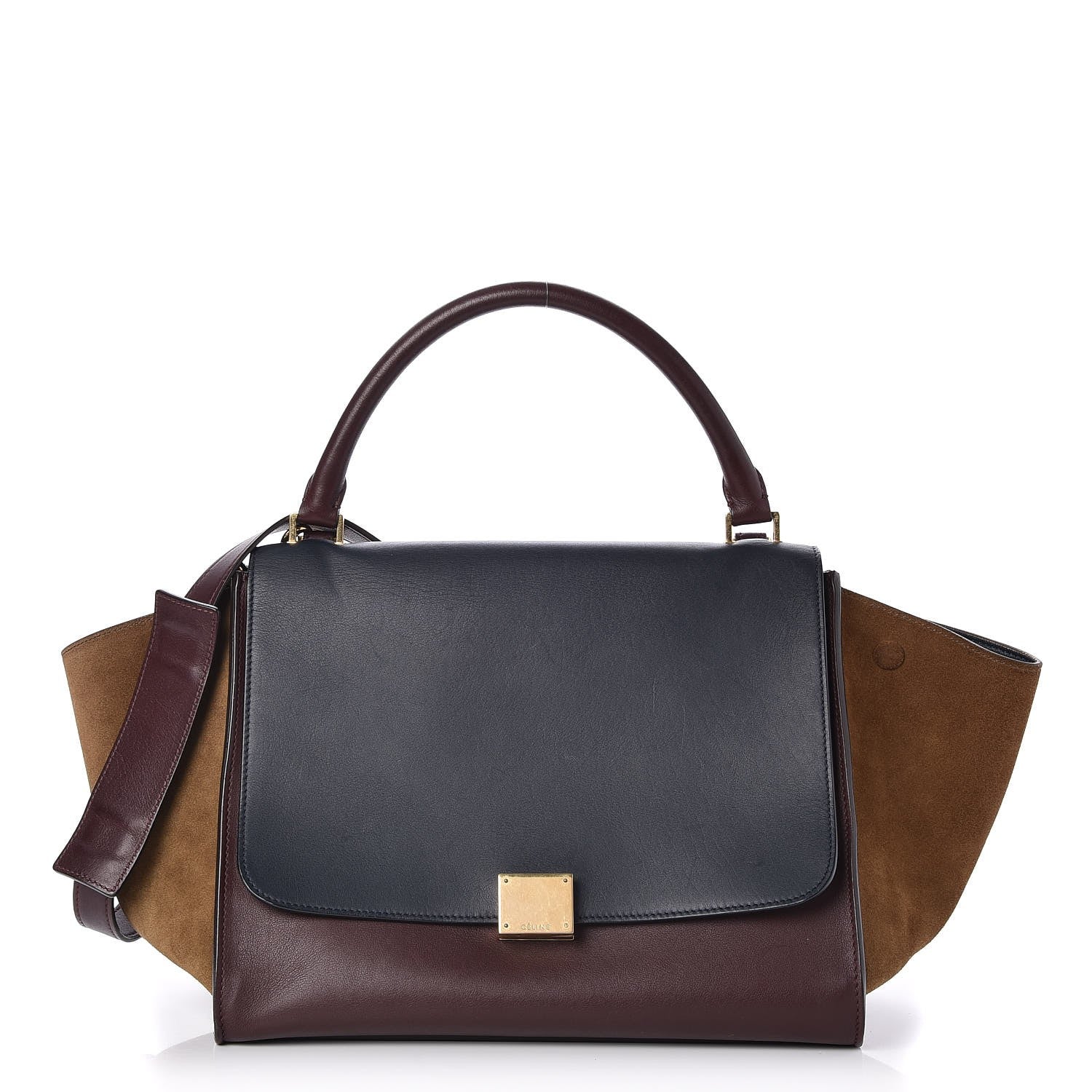 Celine Smooth Calfskin Suede Medium Tri-Color Trapeze Burgundy 1 of 7