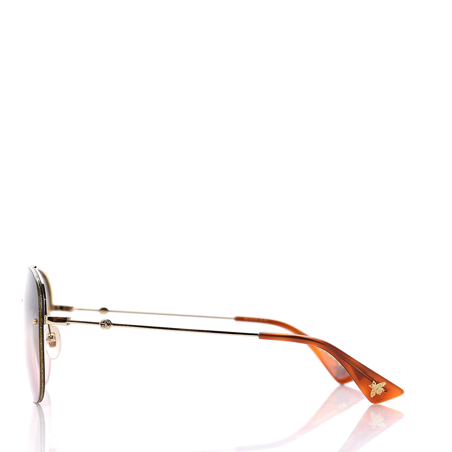 Gucci Metal Glitter Aviator Sunglasses G0227S Gold 3 of 7