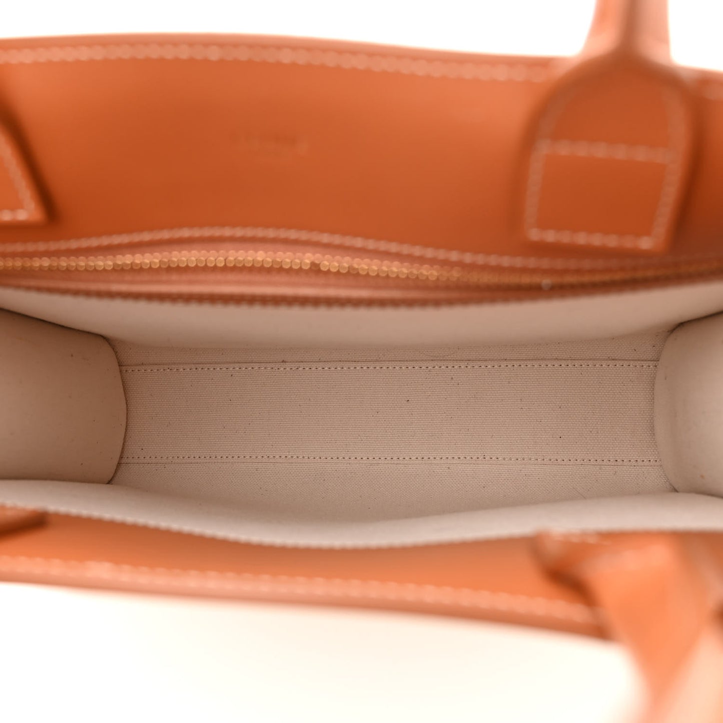 Canvas Calfskin Logo Print Small Vertical Cabas Natural Tan