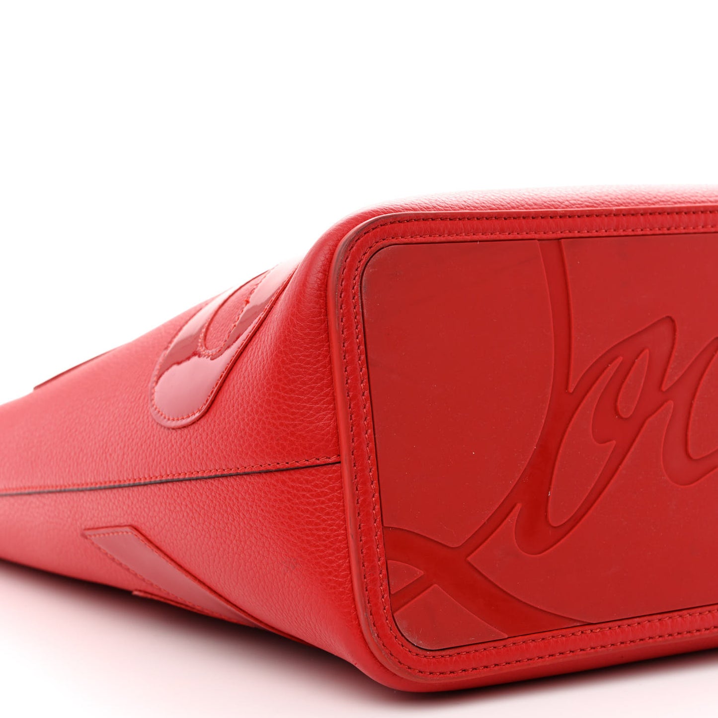 Calfskin Patent Logo Spikes East West Cabata Tote Red