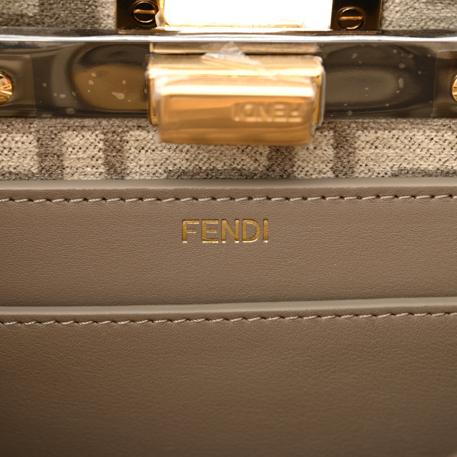 Fendi Chenille Vitello Seta FF Small Peekaboo I SEE U Satchel Tortora Nuvola 7 of 11