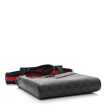 Gucci GG Supreme Monogram Web Small Flat Messenger Bag Black Grey 3 of 9