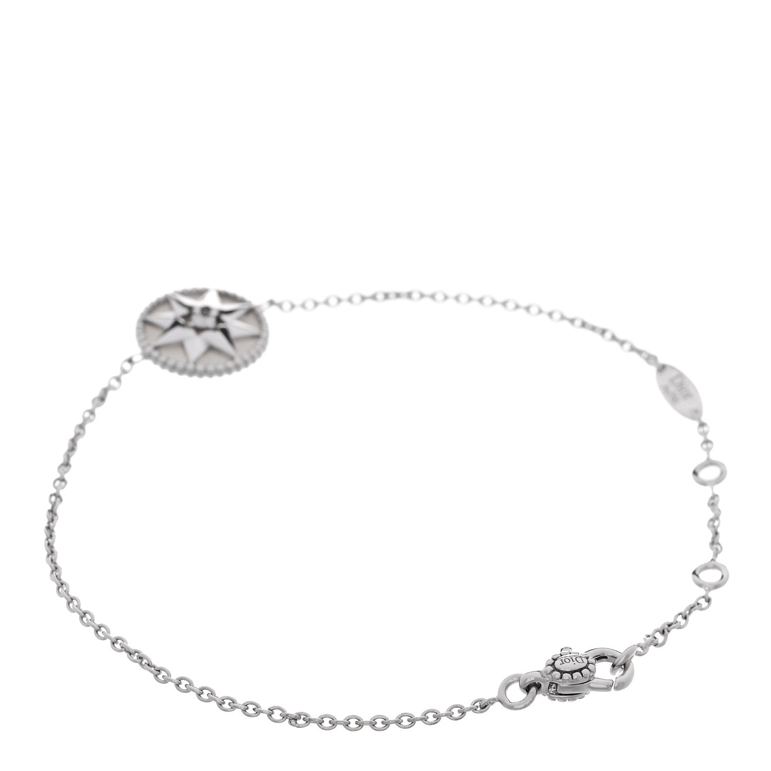 Christian Dior 18K White Gold Diamond Mother of Pearl Rose Des Vents Bracelet 2 of 4