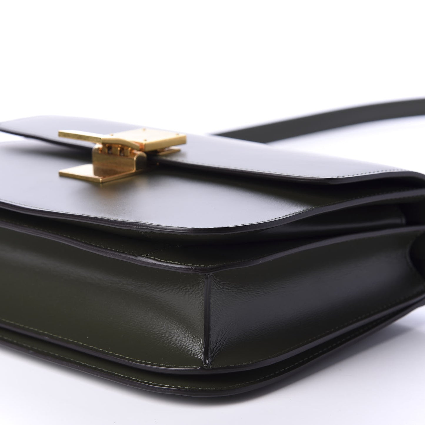 Box Calfskin Medium Classic Box Flap Bag Dark Green