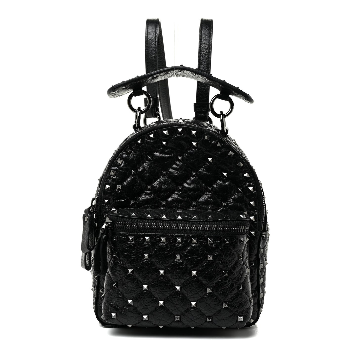 Craquele Nappa Quilted Mini Rockstud Spike Backpack Black