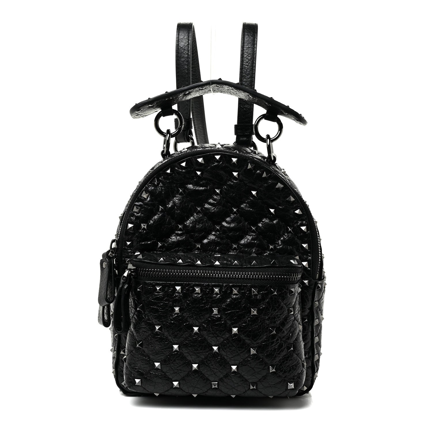 Valentino Garavani Craquele Nappa Quilted Mini Rockstud Spike Backpack Black 1 of 9