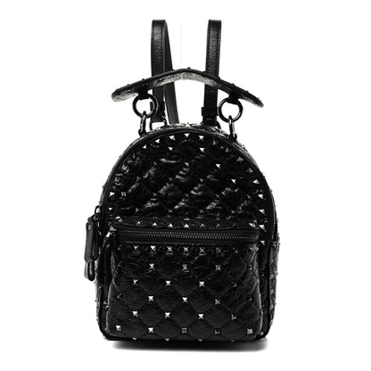 Valentino Garavani Craquele Nappa Quilted Mini Rockstud Spike Backpack Black 1 of 9