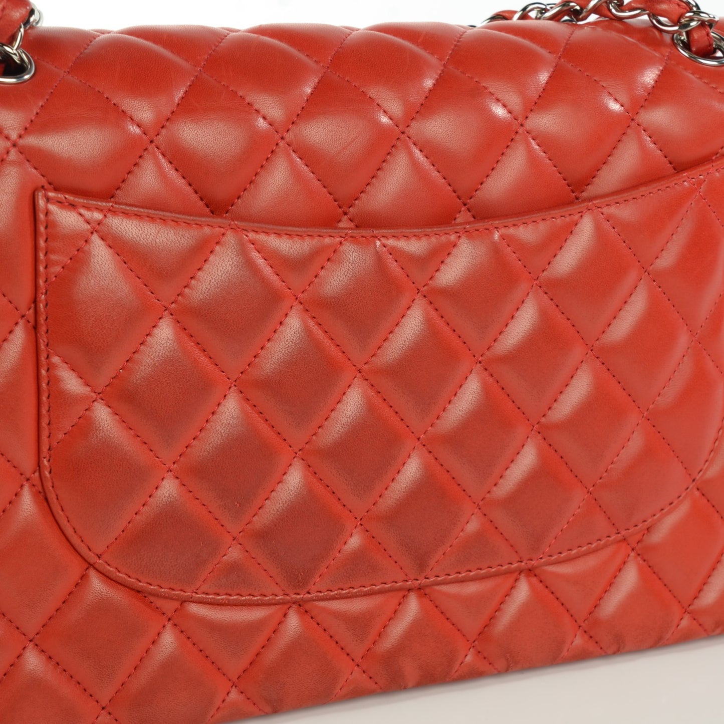 Lambskin Quilted Jumbo Double Flap Red
