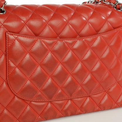 Chanel Lambskin Quilted Jumbo Double Flap Red 9 of 10