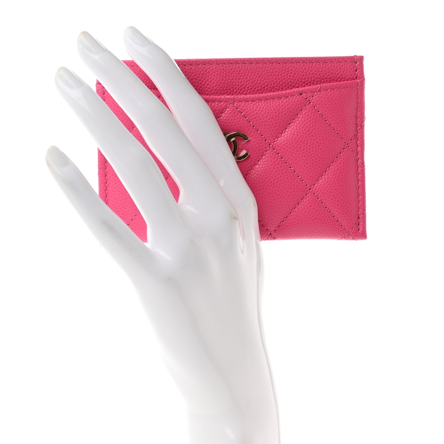 Caviar Quilted Card Holder Pink