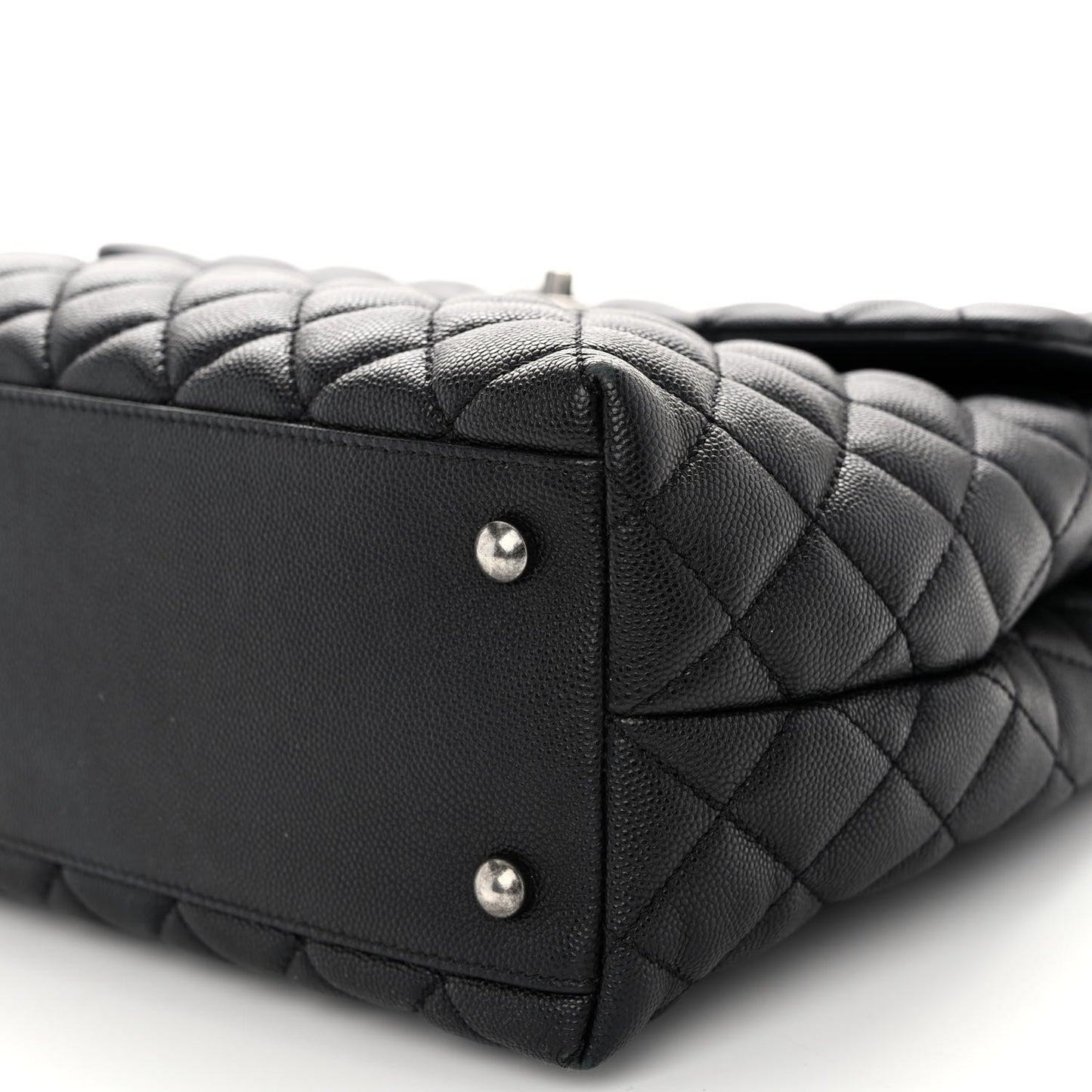 Caviar Quilted Large Coco Handle Flap Black