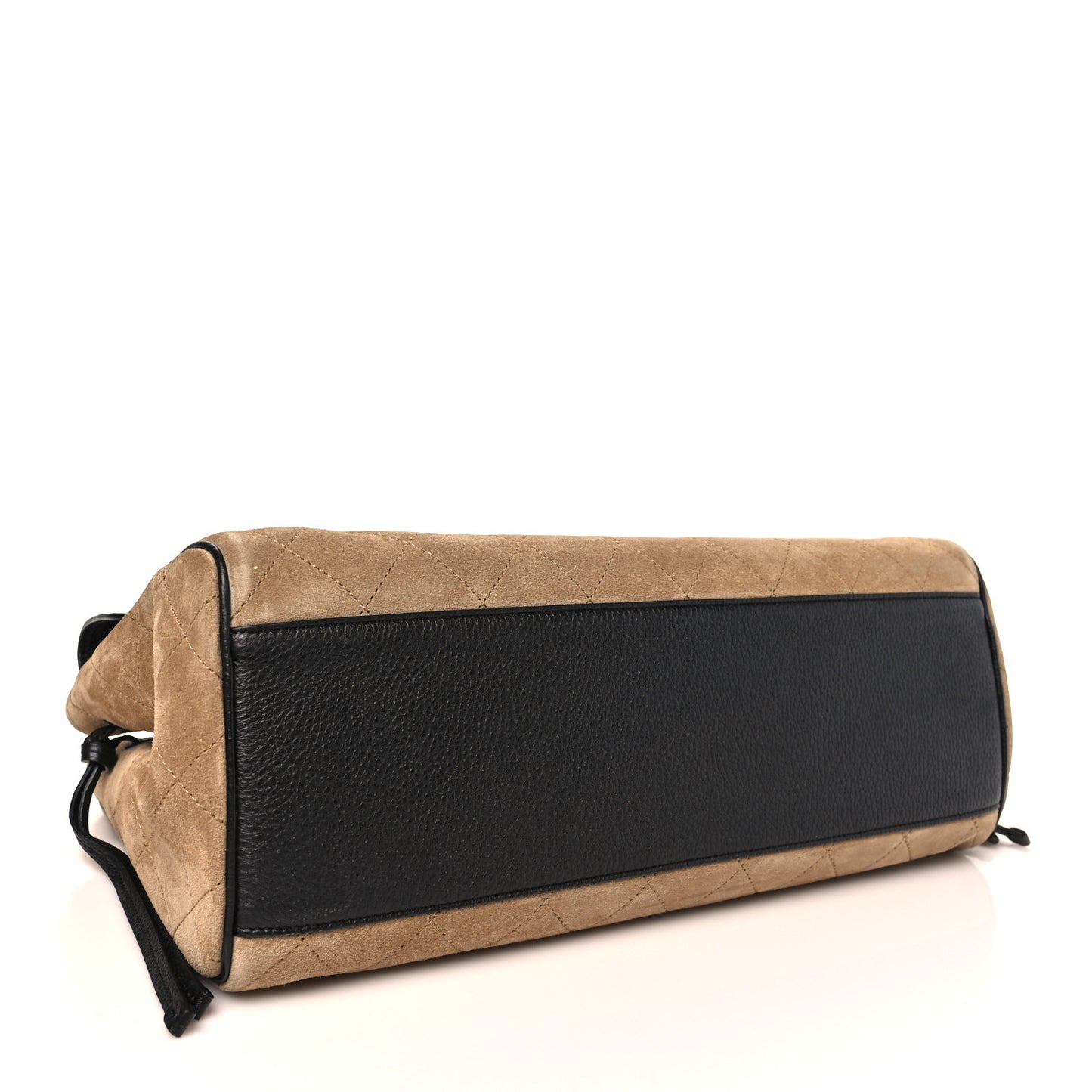 Grained Calfskin Suede Urban Essentials Large Shopping Bag Dark Beige Black Dark Beige Black