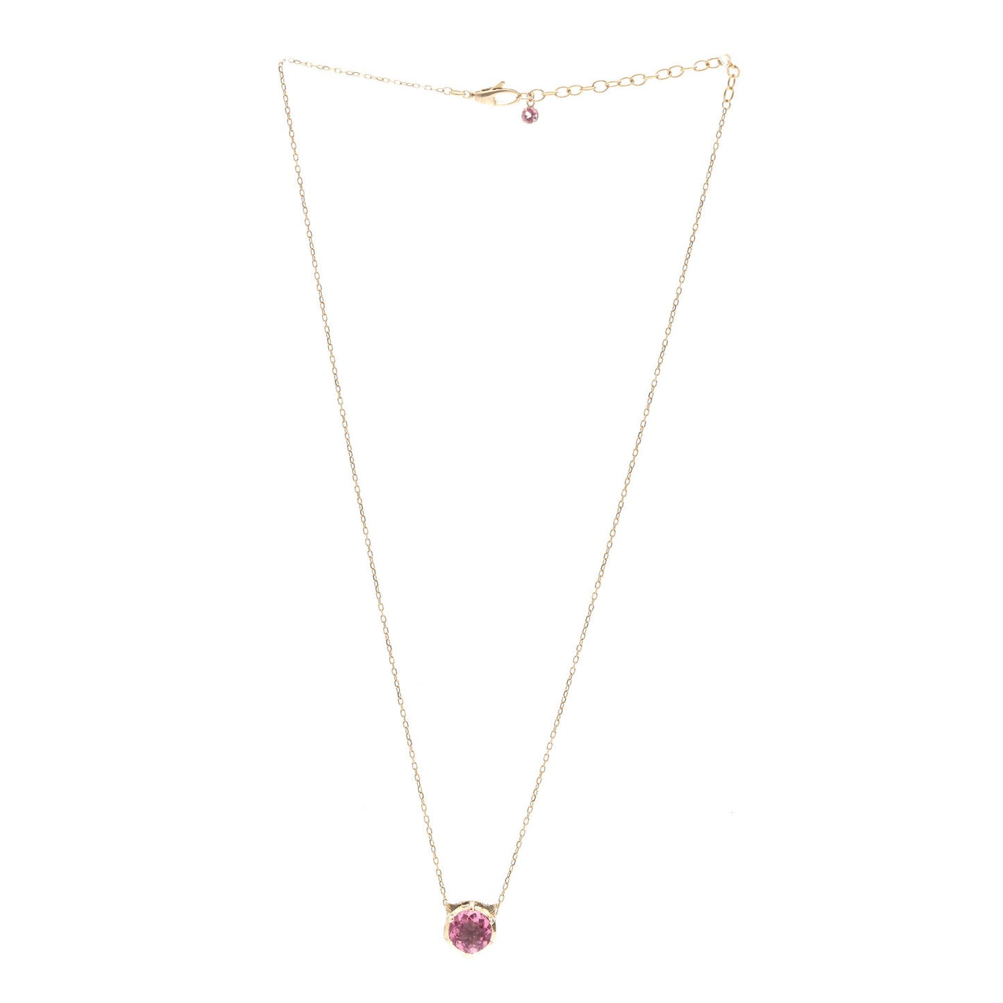 18K Yellow Gold Diamond Pink Tourmaline  Le Marche Des Merveilles Feline Pendant Necklace