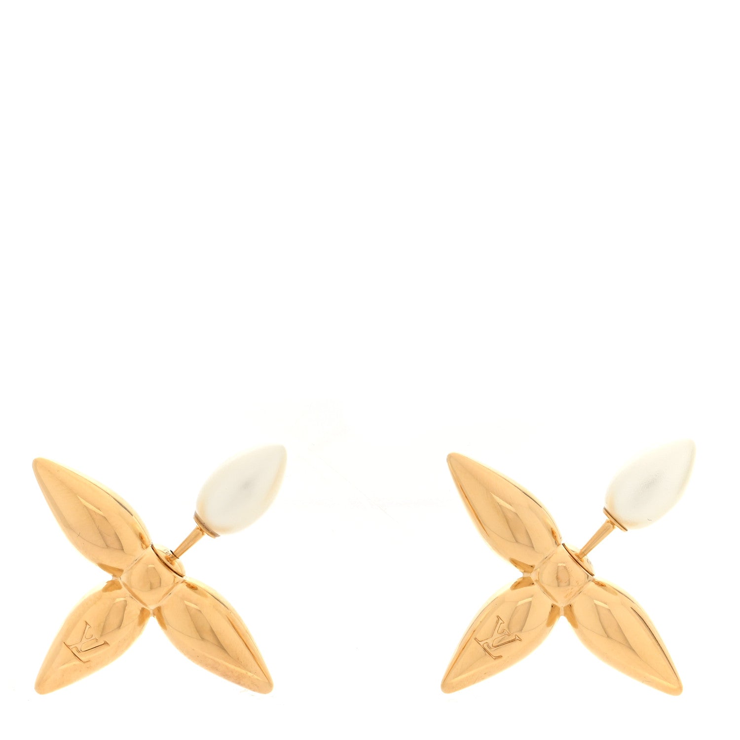 Louis Vuitton Pearl Louisette By Night Earrings Gold 1 of 5