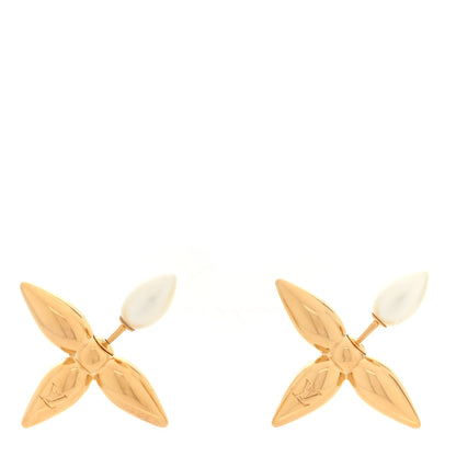 Louis Vuitton Pearl Louisette By Night Earrings Gold 1 of 5
