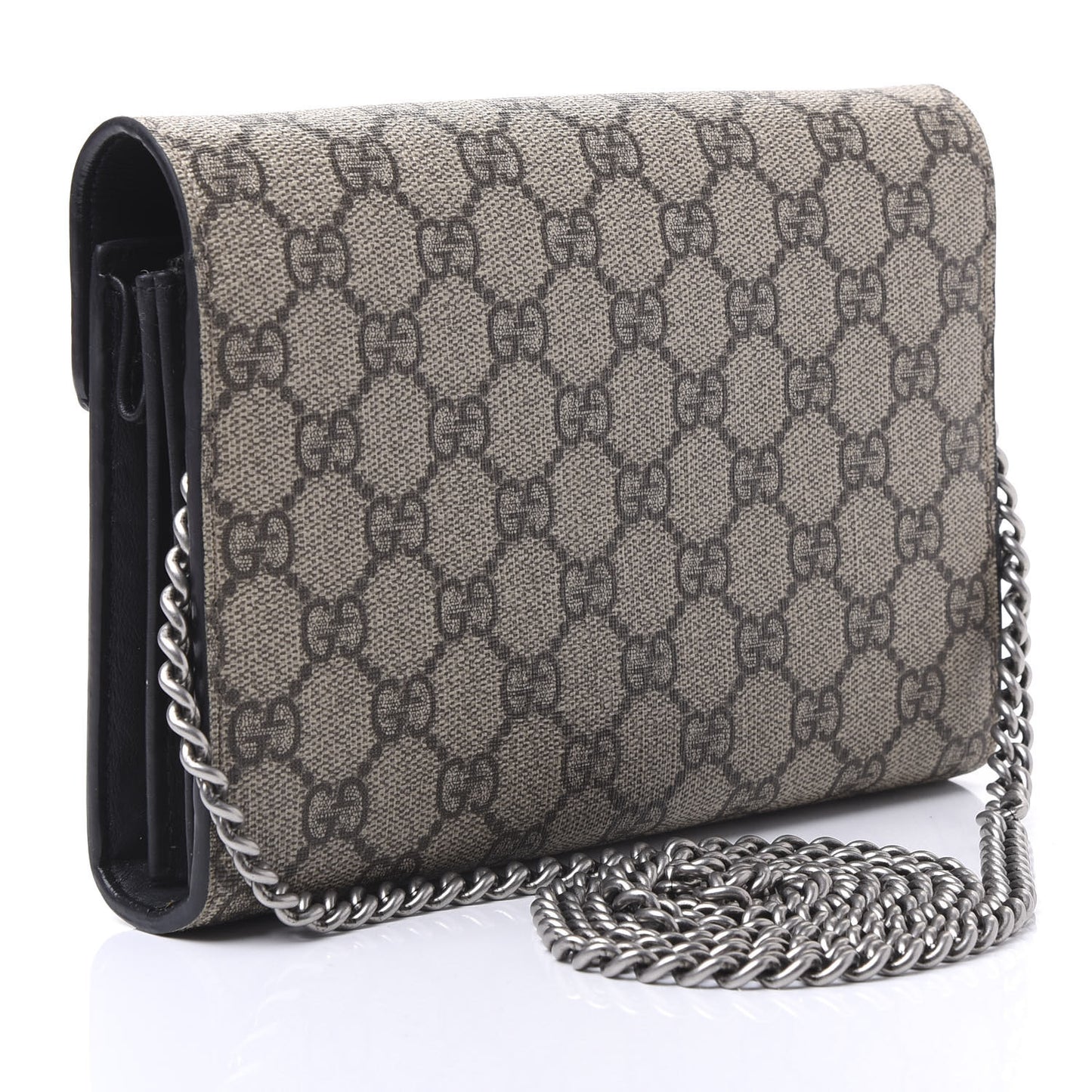 GG Supreme Monogram Mini Dionysus Chain Wallet Beige Black