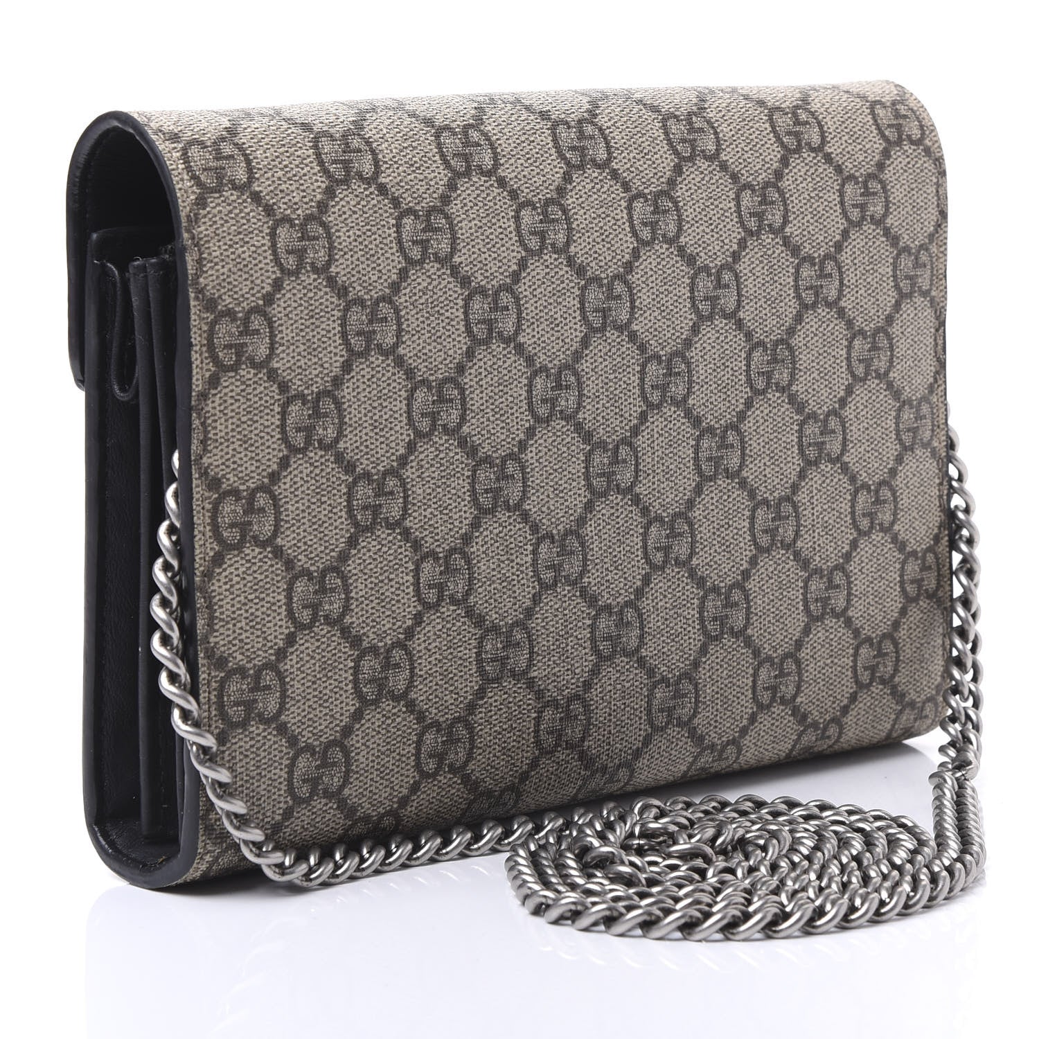 Gucci GG Supreme Monogram Mini Dionysus Chain Wallet Beige Black 2 of 8