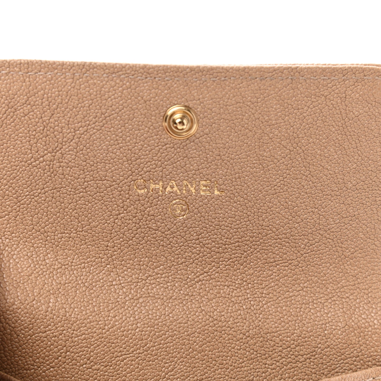 Caviar Quilted Boy Card Holder Wallet Beige