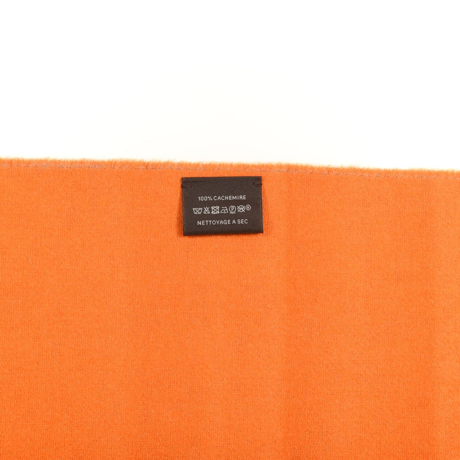 Hermes Cashmere Casaque Chevron Muffler Camel Mandarine 2 of 3