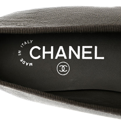 Chanel Metallic Caviar CC Cap Toe Ballerina Flats 40 Silver 7 of 10
