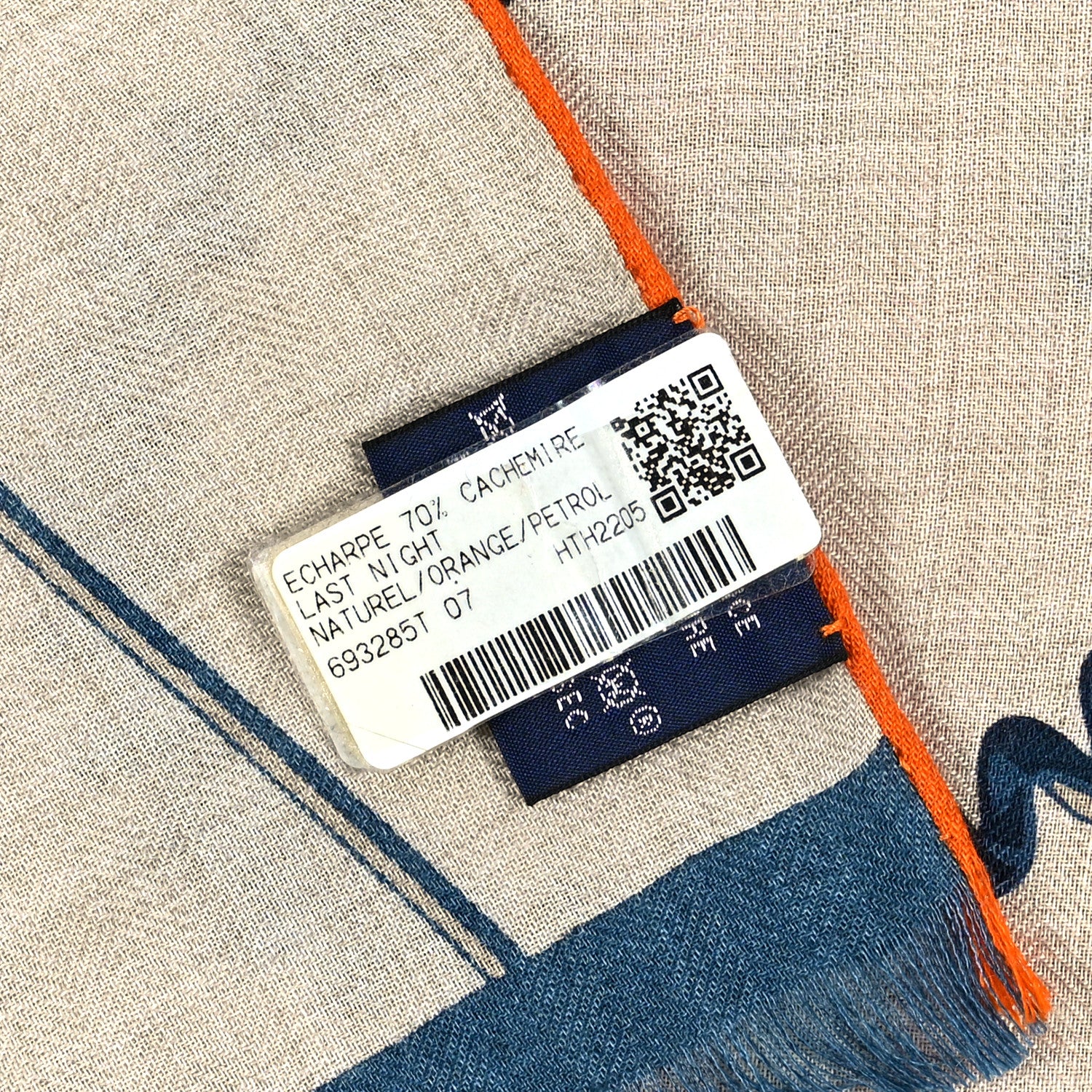 Hermes Cashmere Silk Last Night Rectangle Scarf Naturel Orange Petrol 4 of 5
