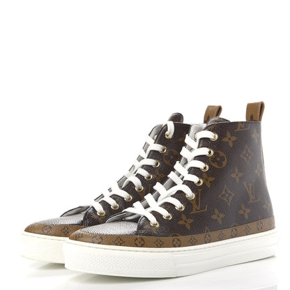 Louis Vuitton Patent Reverse Monogram Stellar Sneaker Boots 37 3 of 10