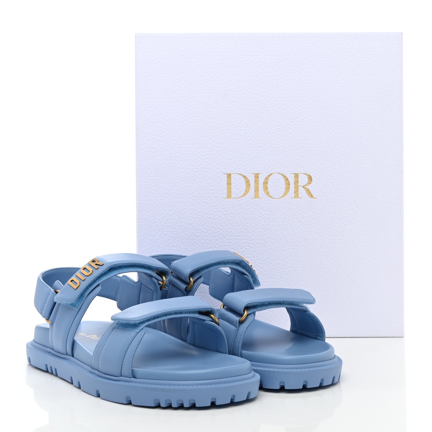 Christian Dior Lambskin Dioract 10mm Sandals 40 Cornflower 10 of 10