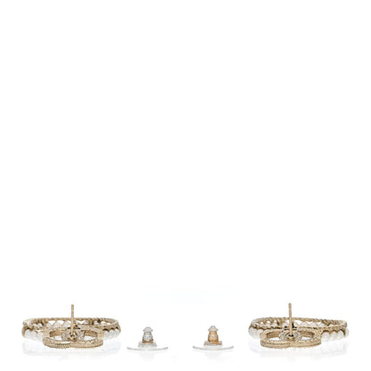 Chanel Crystal Pearl Chanel Charms CC Drop Earrings Gold 3 of 5