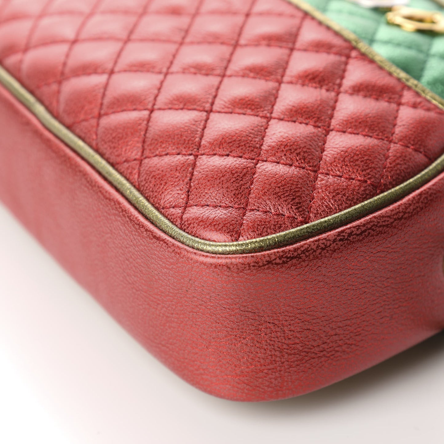 Laminated Nappa Trapuntata Mini Zumi Dome Shoulder Bag Rosso Jasmine Green Rame