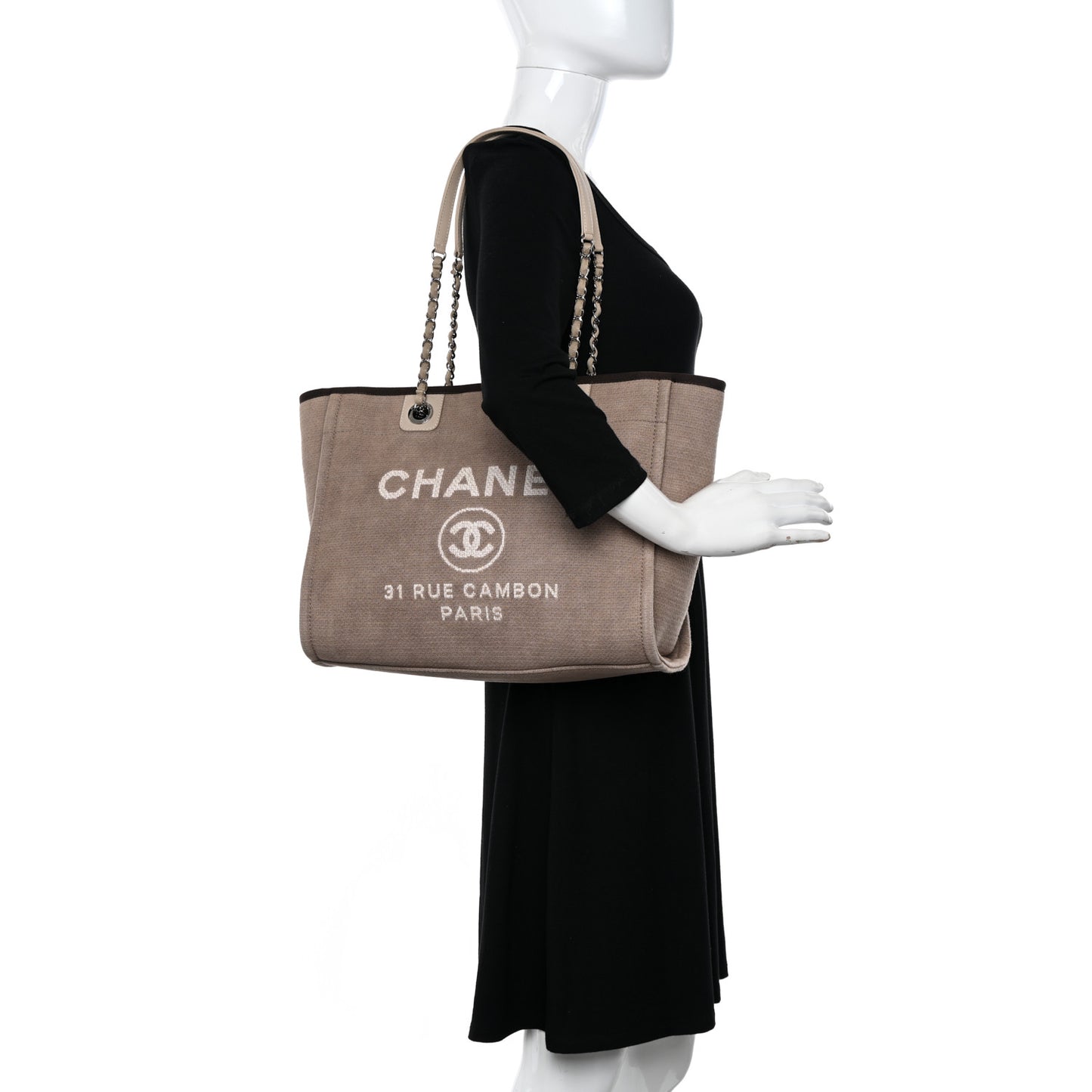 Canvas Small Deauville Tote Beige Brown