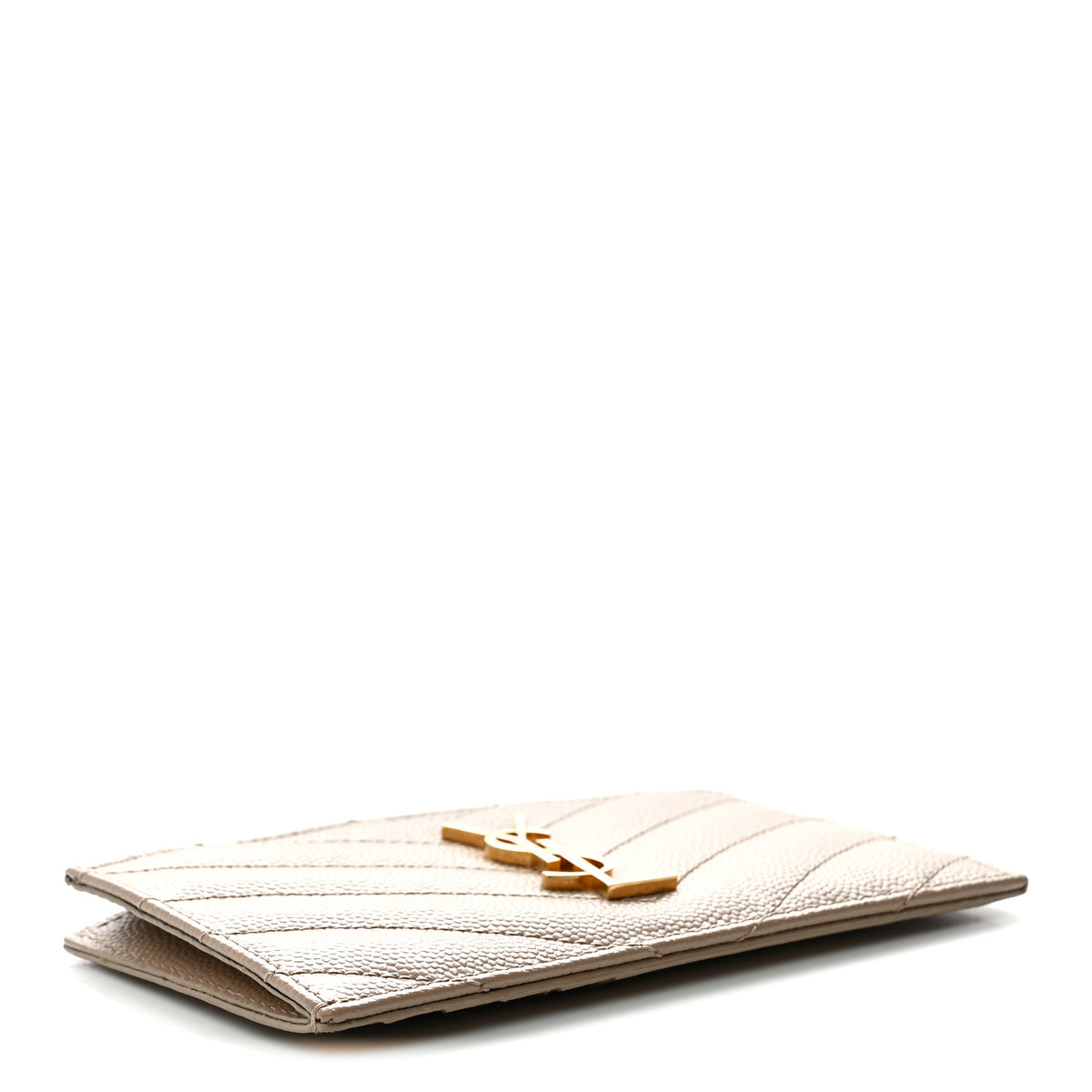 Saint Laurent Monogram Grain de Poudre 5 Fragments Zip Pouch Card Holder Dark Beige 4 of 7