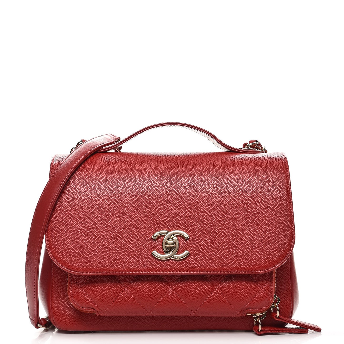 Caviar Quilted Small Business Affinity Flap Red