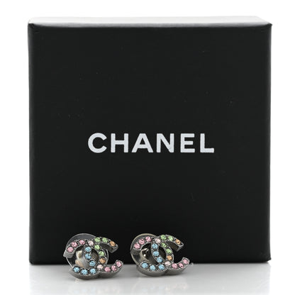 Chanel Ruthenium Crystal CC Earrings Multicolor 5 of 5