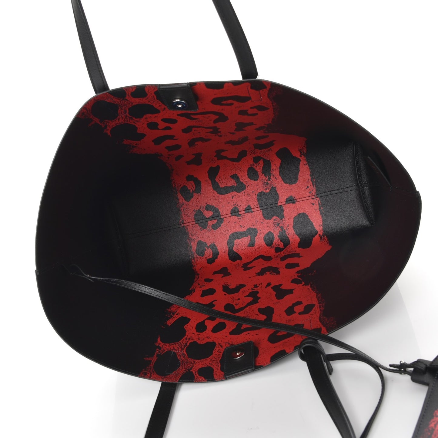 Calfskin Large Leopard Spot Shopping Tote Black