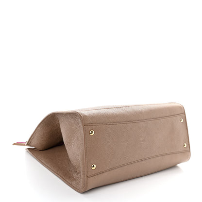 Salvatore Ferragamo Grained Calfskin Double Handle Medium Amy Tote Beige Pink 4 of 11