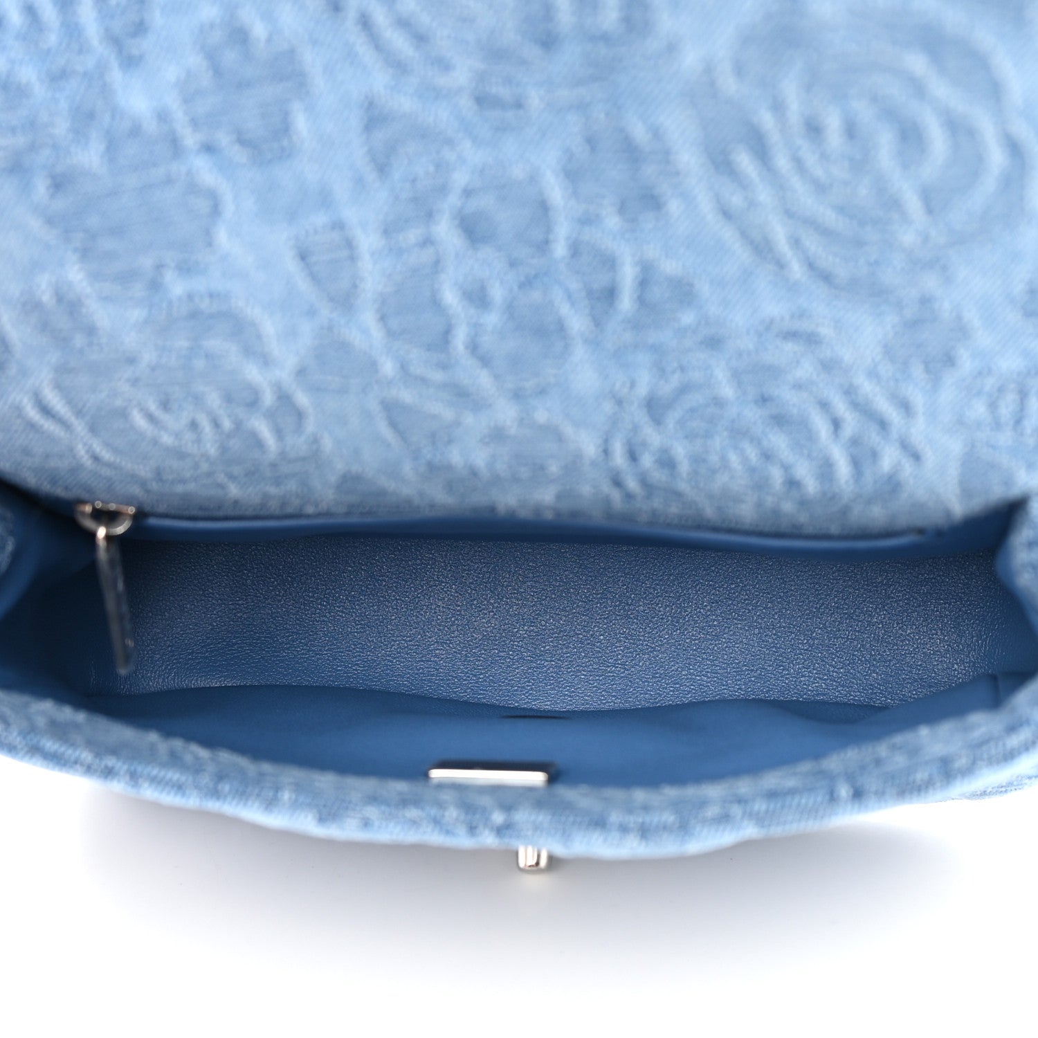 Chanel Denim Quilted Camellia Sweetheart Mini Flap Blue 5 of 11