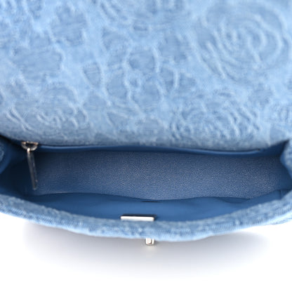 Chanel Denim Quilted Camellia Sweetheart Mini Flap Blue 5 of 11