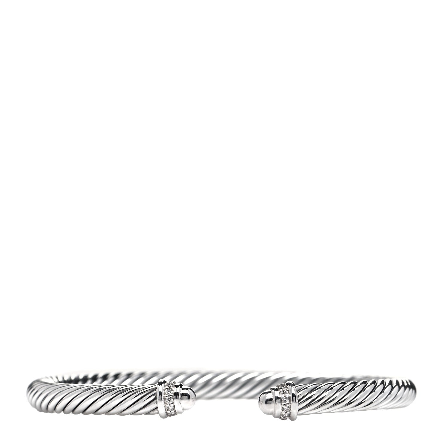 David Yurman Sterling Silver Diamond 5mm Cable Classics Dome Bracelet 1 of 5