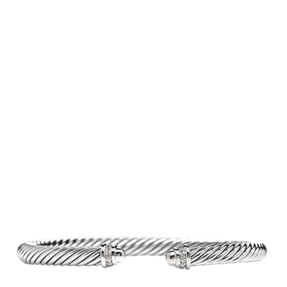 David Yurman Sterling Silver Diamond 5mm Cable Classics Dome Bracelet 1 of 5