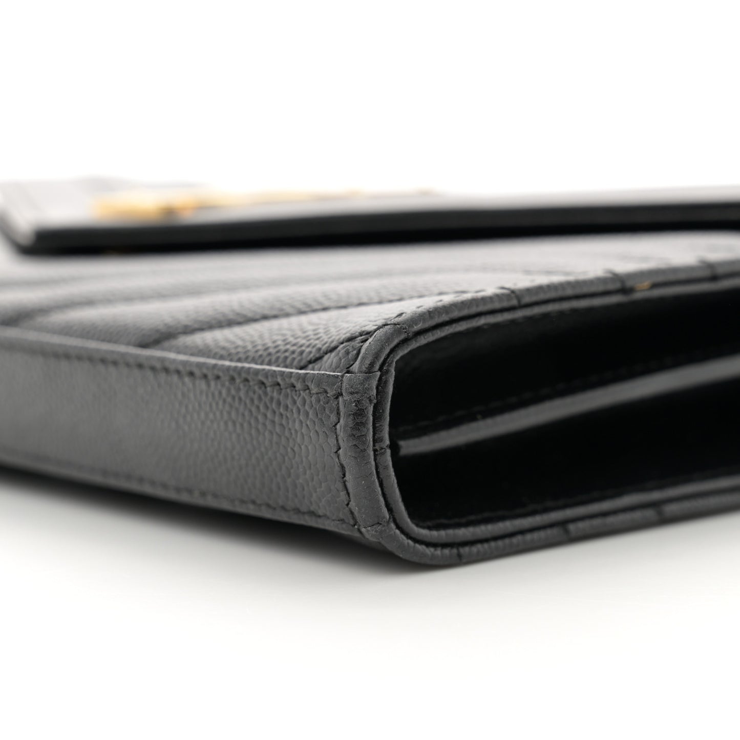 Grain De Poudre Matelasse Chevron Monogram Chain Wallet Black