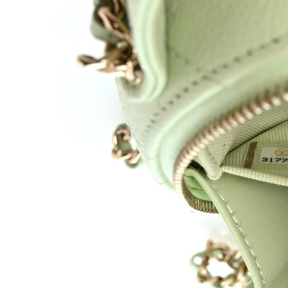 Chanel Caviar Quilted Round Handle With Care Vanity With Chain Light Green 8 of 12