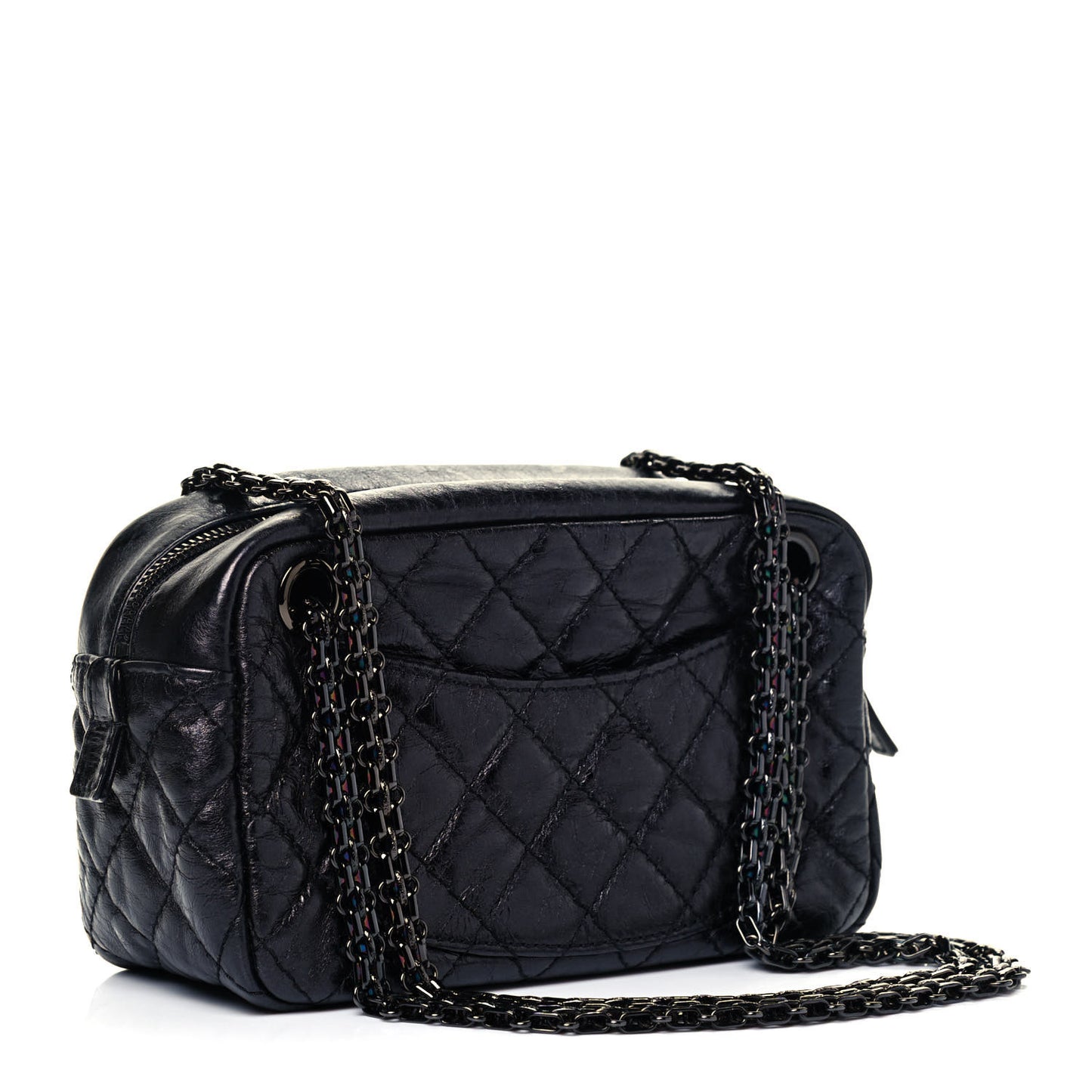 Aged Calfskin Quilted Small Reissue Camera Case So Black