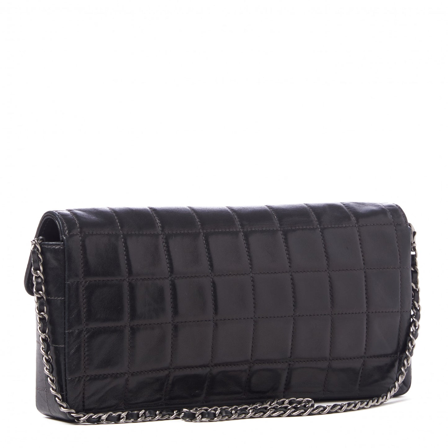 Lambskin East West Chocolate Bar Flap Black