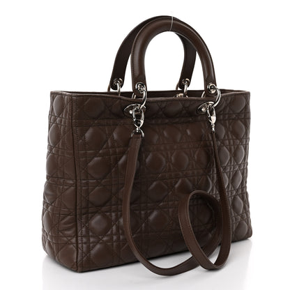 Christian Dior Lambskin Cannage Large Lady Dior Brown 3 of 9